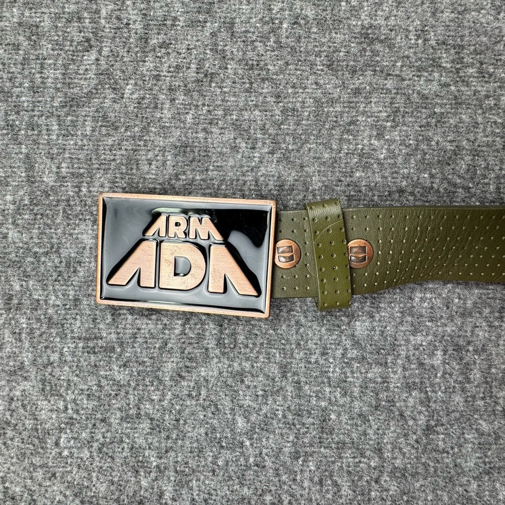 Armada Snowboards Belt Belt Buckle Green Leather Sz Large 36-40